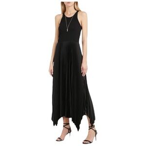 theory  vinessi ribbed pleated asymmetric maxi dress in black, size P (smallish)